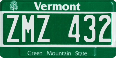 VT license plate ZMZ432