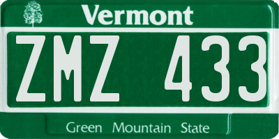 VT license plate ZMZ433