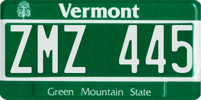 VT license plate ZMZ445