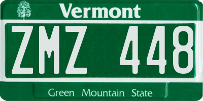 VT license plate ZMZ448