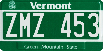 VT license plate ZMZ453