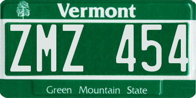 VT license plate ZMZ454