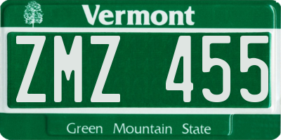 VT license plate ZMZ455