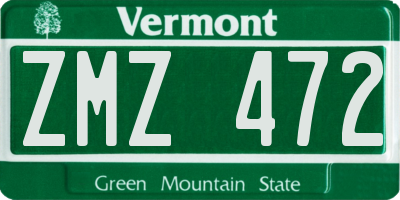 VT license plate ZMZ472