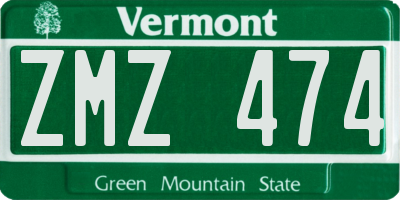 VT license plate ZMZ474