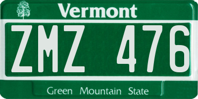 VT license plate ZMZ476