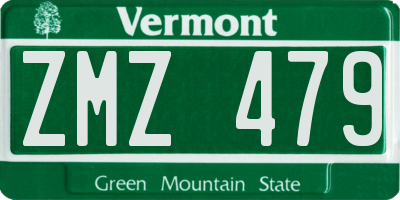 VT license plate ZMZ479