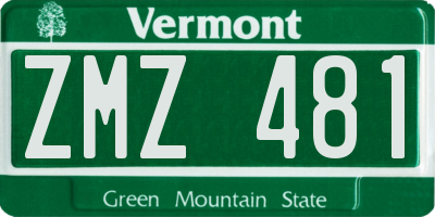 VT license plate ZMZ481