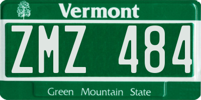 VT license plate ZMZ484