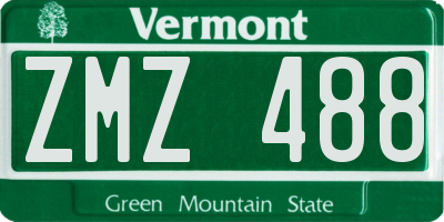 VT license plate ZMZ488