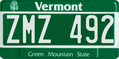 VT license plate ZMZ492