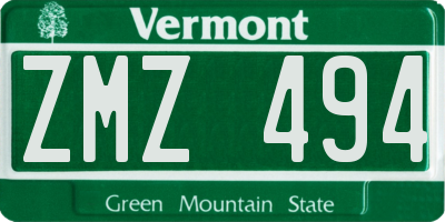 VT license plate ZMZ494