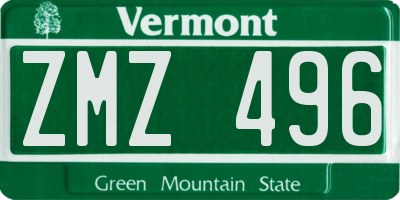 VT license plate ZMZ496