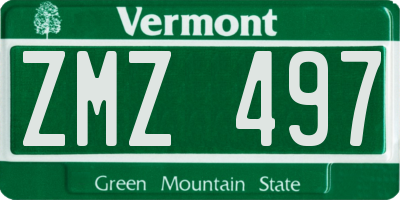 VT license plate ZMZ497