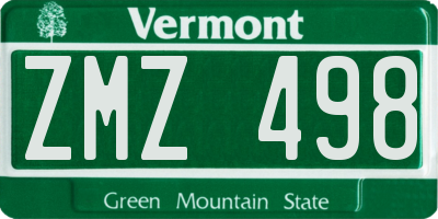 VT license plate ZMZ498