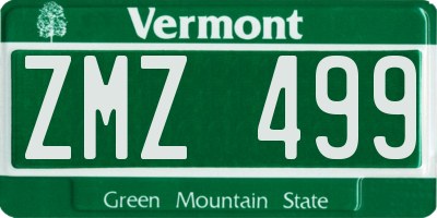 VT license plate ZMZ499