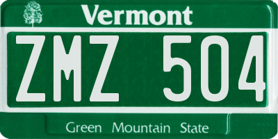 VT license plate ZMZ504