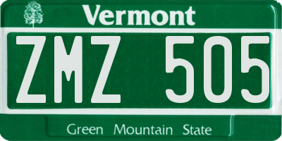 VT license plate ZMZ505