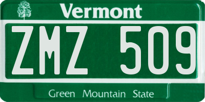 VT license plate ZMZ509
