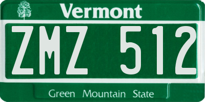 VT license plate ZMZ512