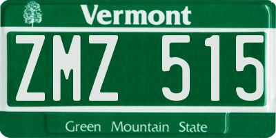 VT license plate ZMZ515