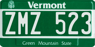 VT license plate ZMZ523