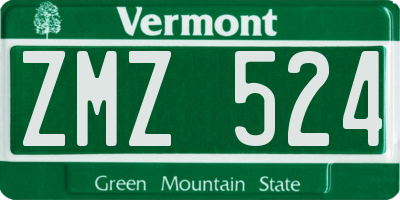 VT license plate ZMZ524