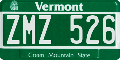 VT license plate ZMZ526