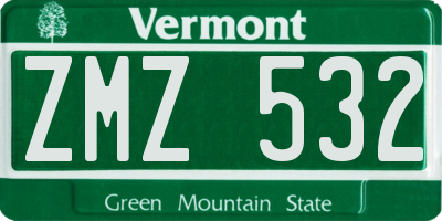 VT license plate ZMZ532
