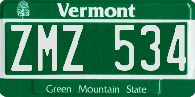 VT license plate ZMZ534