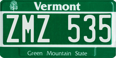 VT license plate ZMZ535