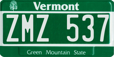 VT license plate ZMZ537