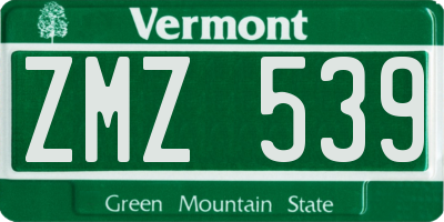VT license plate ZMZ539