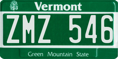 VT license plate ZMZ546
