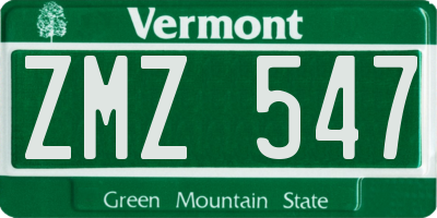 VT license plate ZMZ547