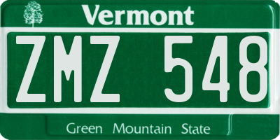 VT license plate ZMZ548