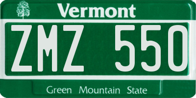 VT license plate ZMZ550