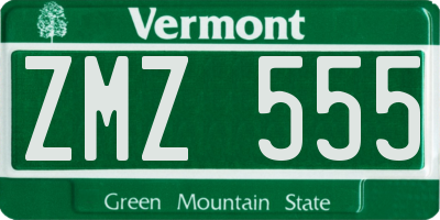 VT license plate ZMZ555