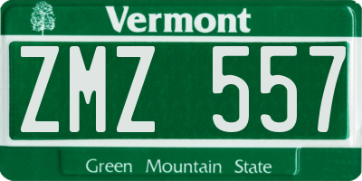 VT license plate ZMZ557