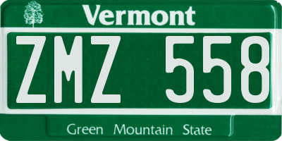 VT license plate ZMZ558