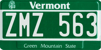 VT license plate ZMZ563
