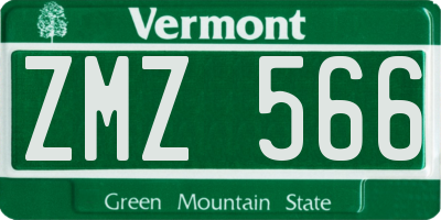 VT license plate ZMZ566