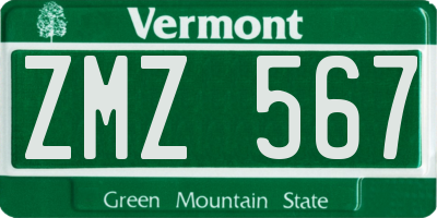 VT license plate ZMZ567