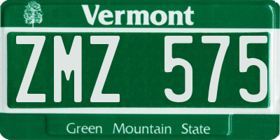 VT license plate ZMZ575