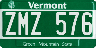 VT license plate ZMZ576