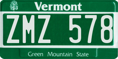 VT license plate ZMZ578
