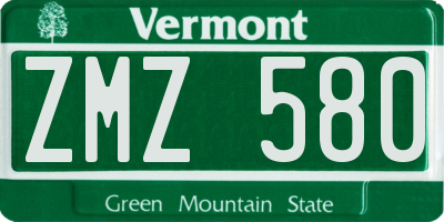 VT license plate ZMZ580