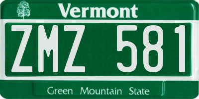 VT license plate ZMZ581