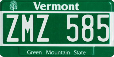 VT license plate ZMZ585