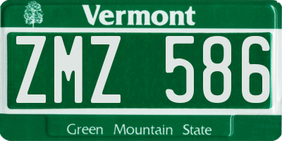 VT license plate ZMZ586